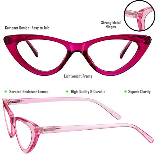 Yogo Vision Reading Glasses Readers for Women Cateye Eyeglasses and Light Spring Hinge Frame4