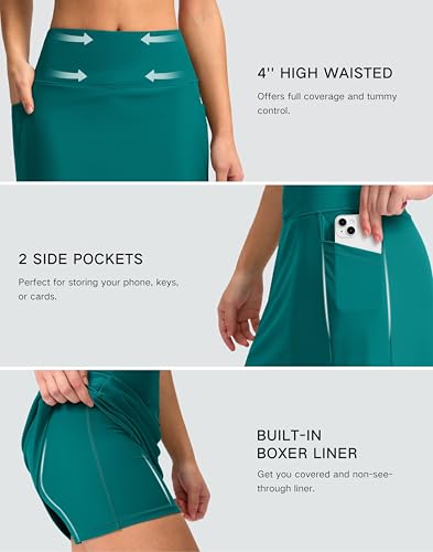 Image of G Gradual Women's 16 inch Swim Skirt with Pockets High Waisted Tummy Control Modest Swimsuit Bathing Suit Bottoms for Women