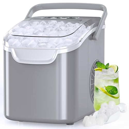 Antarctic Star Countertop Ice Maker Portable Ice Machine with Handle,Self-Cleaning Ice Makers, 26Lbs/24H, 8 Ice Cubes Ready in 6 Mins for Home Kitchen Bar Party (Grey) 26Lbs/24H Grey 1