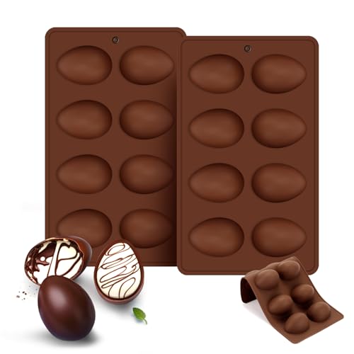 Guvixumi Molde Para Huevos De Pascua 2 Unidades Moldes De Silicona Con Forma De Huevo, Molde Para Hornear De 8 Cavidades Para Chocolate, Pasteles, Magdalenas, Pan Y Cubitos De Hielo.