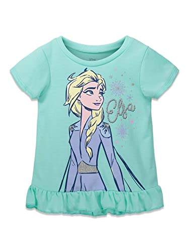 Disney Frozen Elsa Toddler Girls T-Shirt And French Terry Shorts Outfit Set Mint 3T #TOP1