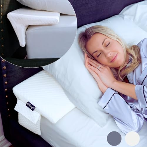 XetraDesign Bed Wedge Pillow for headboard Mattress Gap DuoWedge lux. (White, Twin 39
