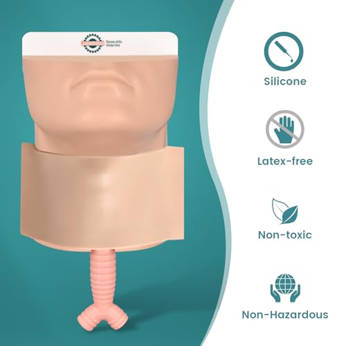 Image of Cricothyrotomy Task Trainer, Cricothyrotomy Simulator | Tracheostomy Trainer, Surgical Airway Trainer, Light Skin