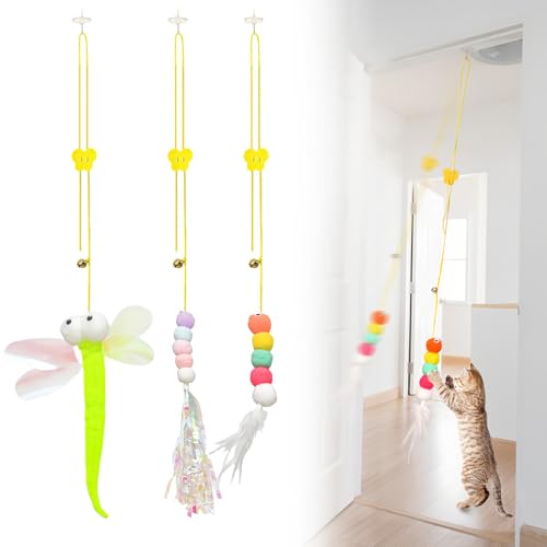 STEFUEWILL17 Katzenspielzeug Feder - Verstellbares Hängespielzeug Für Türrahmen