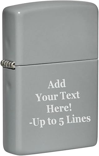 Zippo Encendedor  Mensaje personalizado grabado en la parte trasera de color único a prueba de viento encendedor (gris plano #49452)
