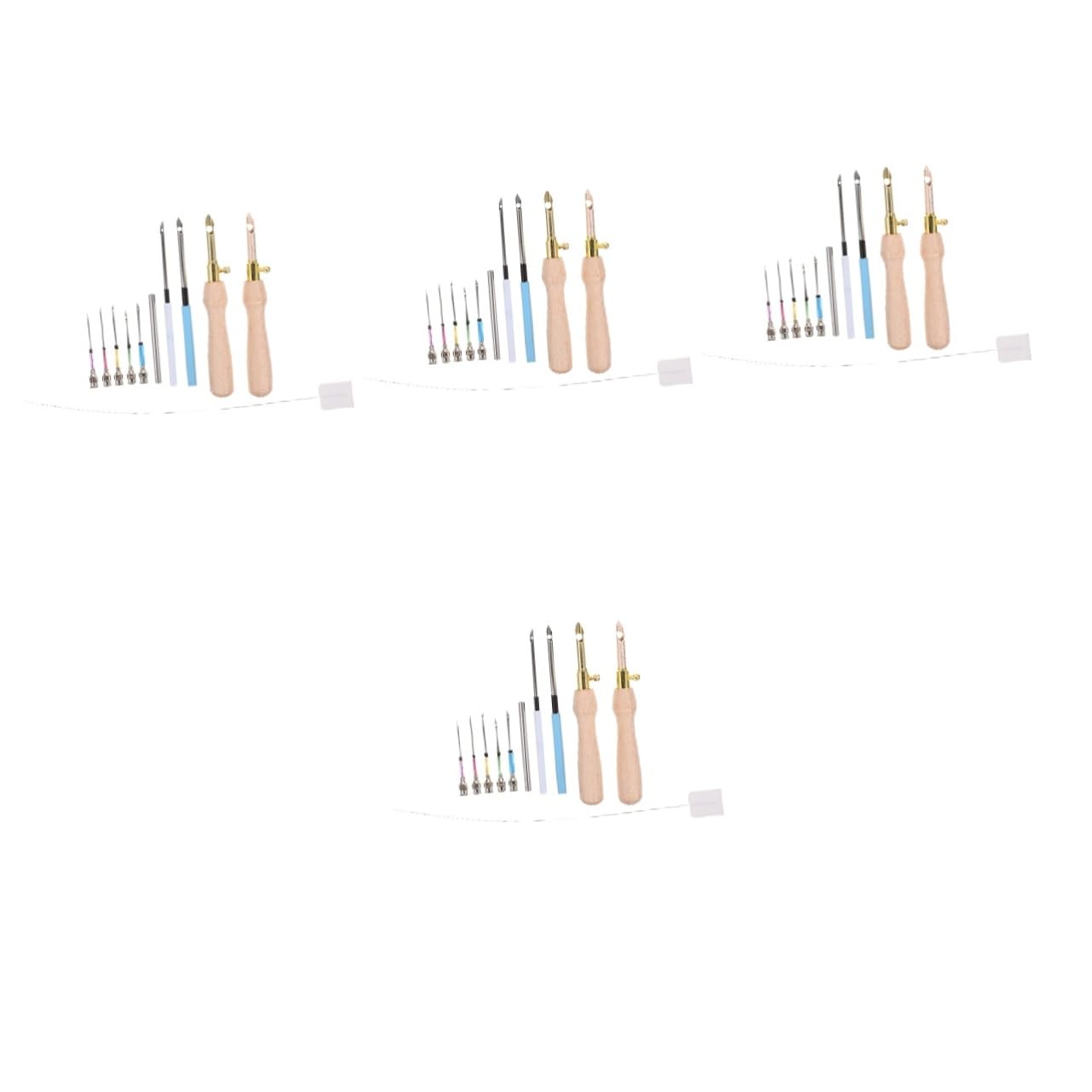 NUOBESTY 4sets Aghi da Ricamo Punzone con Manico Legno Kit Completo per e Ricamo Creativo Strumenti Versatili per Tessuti Cuscini e Decorazioni Domestiche