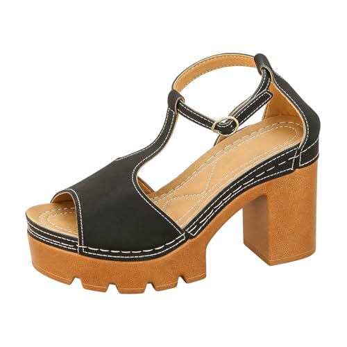 Sandalias anchas cómodas, deslizamientos veraniegos, sin dedos, tiras y tacón de bloque rectangular, zapatos informales, aspecto moderno, sandalias transpirables, zapatos de verano, zapatos de playa