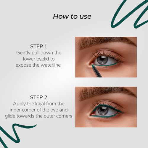 Image of LoveChild Masaba Colored Kajal, Malabar Green (Dark Green)- Intense Color, Smooth Glide, Waterproof, Smudge-Proof Eye Pencil with Almond Oil, 0.35 g