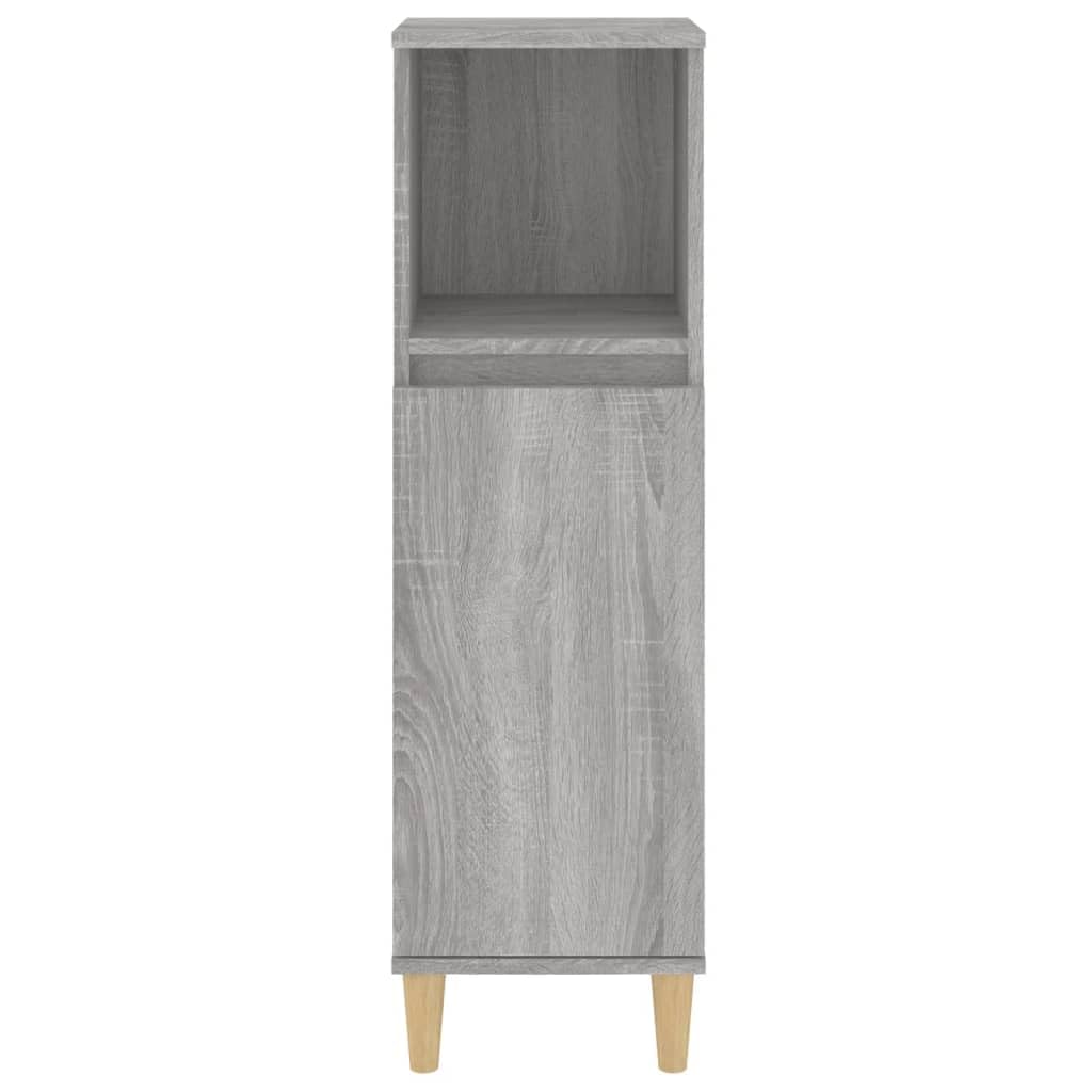 Mueble de baño Sonoma gris, 30 x 30 x 100 cm, material de madera con 1 estante y 2 estantes para almacenamiento y almacenamiento