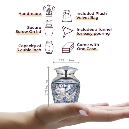 Image of Trupoint Memorials Cremation Urns for Human Ashes for Male or Female, Funeral Memorial Urns for Men & Women, Silver Birds, 1 Keepsake