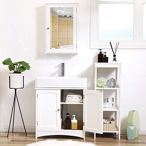 VASAGLE Under Sink Storage Cabinet Bathroom Floor Cabinet with 2 Door Adjustable Shelf 60 x 30 x 60 cm White BBC01WT VASAGLE Under Sink Storage Cabinet Bathroom Floor Cabinet with 2 Door Adjustable Shelf 60 x 30 x 60 cm White BBC01WT