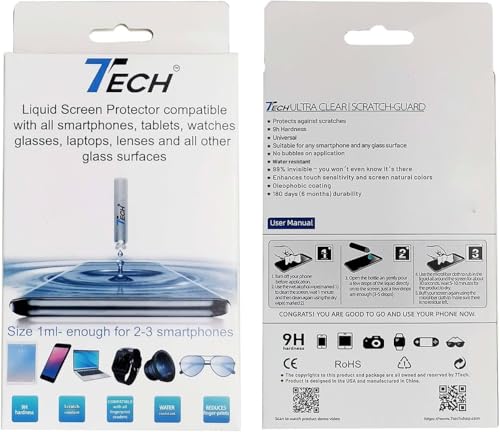 7TECH Phone Scratch Remover and Cracked Repair Liquid Liquid Glass Screen Protector | Universal Nano...