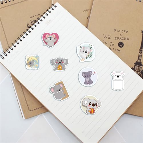 Funny Koala Stickers Pack 50pcs Cute Cartoon Koala Stickers for Water Bottle Kawaii Animal Decals for Laptop Scrapbook Guitar Luggage Journal Skateboard