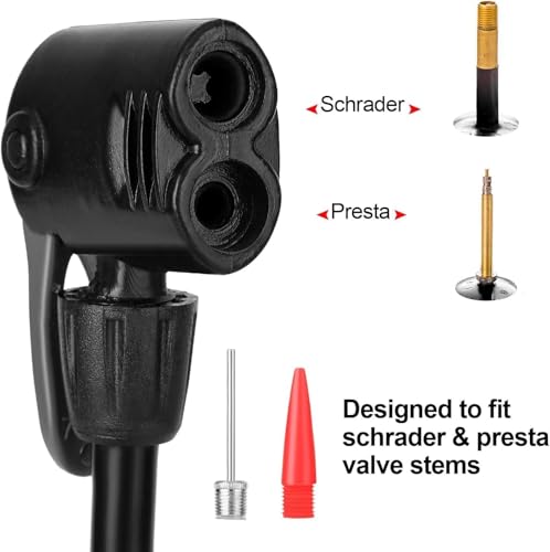 Image of Sounce Bike Floor Pump, Portable Bicycle Foot Pump, Mini Air Pump with Presta & Schrader Valve, Hand & Foot Activated Tire Inflator for Mountain & Road Bikes, Balls & More