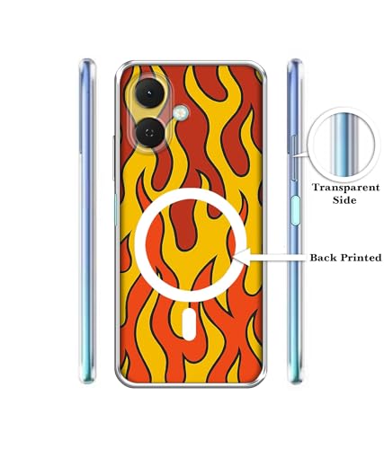 Image of Case Cover for Tecno Spark Go 2 4G Blazing Flames Magnetic Ring Design (Not Magnetic Compatible) | UV Printed Soft TPU Shockproof Back Case for Tecno Spark Go 2 4G