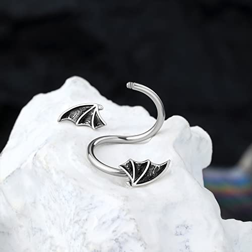 CM Crareesi Mania Bat Twist Helix Earrings 316L Stainless Steel Spiral Barbell 16G Helix Piercing Jewelry for Halloween Conch Tragus Piercing Jewelry4