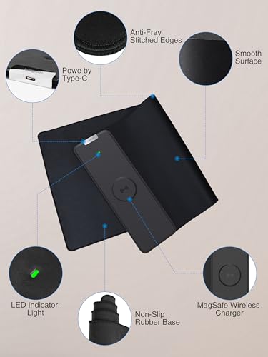 Image of TopMade Wireless Charging Mouse Pad, Gaming Mousepad with Ultra-Smooth Surface, Non-Slip Base, Waterproof Computer Desk Pad, 31.5 inchx11.81 inch XL Large Desk Mat for MacBook, PC, Laptop