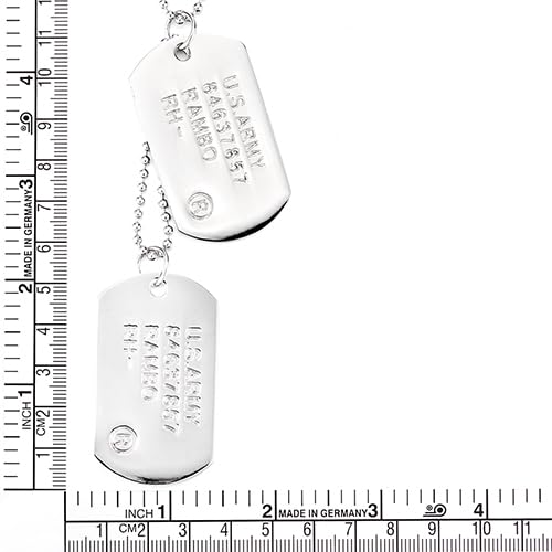 COOLSTEELANDBEYOND Men's Military Dog Tag Pendant Necklace With Ball Chain, Double ID Tag Design, Engraved Army-Style Plate, Classic Soldier Gift