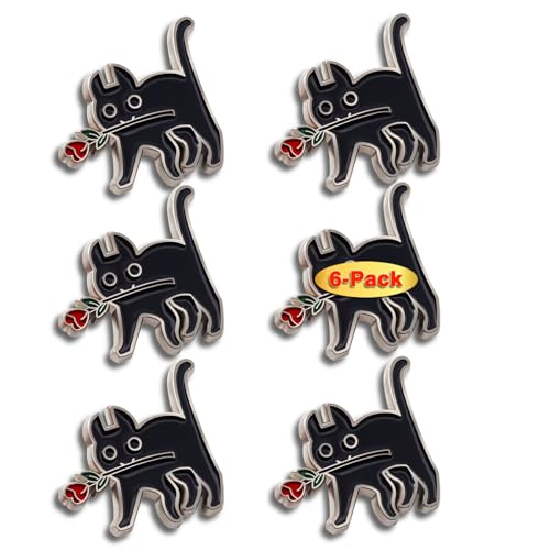 Image of Pack of 6 /12 /50 /100 Enamel Rose Cat Pin Women Girls Pin Brooches Funny and Cute Pet Pins for Clothes