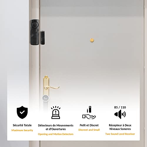 FISHTEC Alarmanlage kabellos – Komplettset mit 5 Überwachungspunkten (1 Empfänger 110 dB + 2 Bewegungsmelder + 3 Öffnungsmelder) – Bild 4