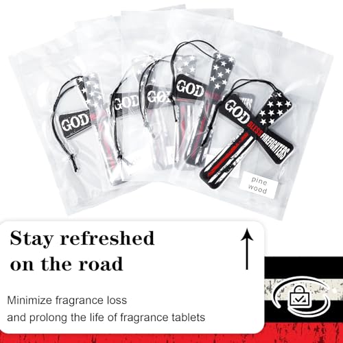 Image of Fumete 24 Pcs Christian Firefighter Gift for Man Cross Car Air Fresheners Bulk God Bless Firefighters Scripture Scented Religious Hanging Ornament Gift for Fireman First Responder Fire Department
