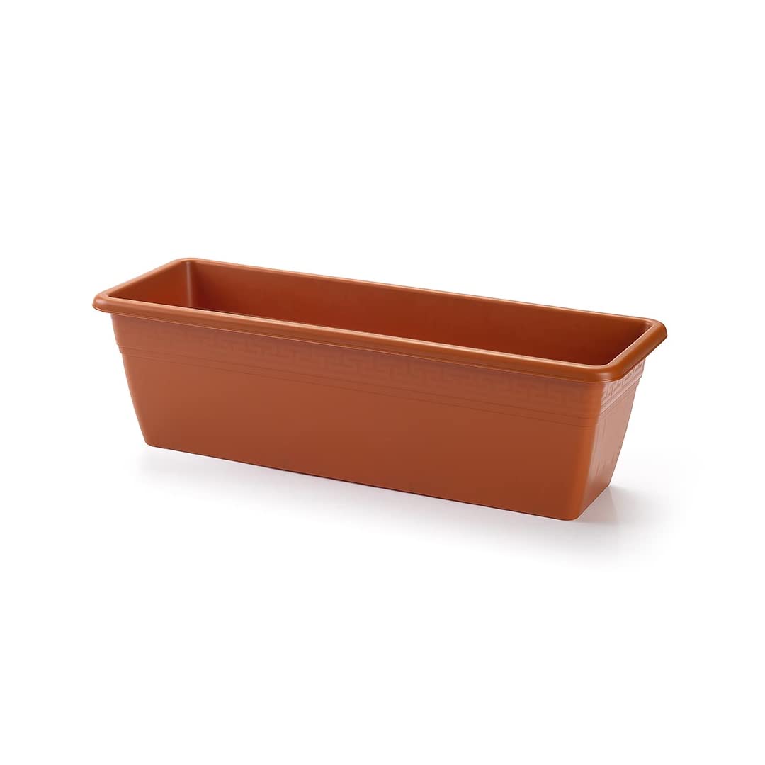 CABLEPELADO Jardinera plástico, Jardinera para balcón, Macetero Rectangular, Maceta Rectangular, Apto balcón, jardín, Patio, Interior o Exterior, 49 cm Ancho x 15 cm Altura, Plástico, Marrón