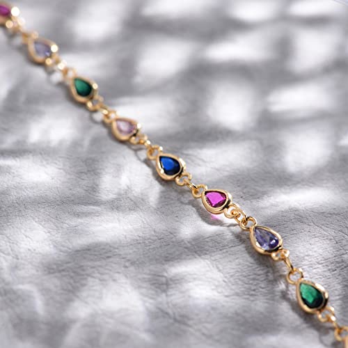 Image of MTMY Gold Anklets for Women 14K Gold Plated Tiny Bead Anklet Colorful Tassel Foot Chain Dainty Adjustable Cute Summer Beach Boho Anklets Jewelry Gift
