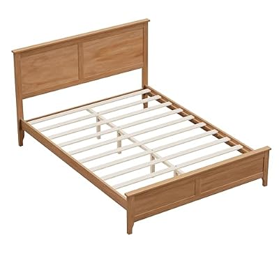 Noeko Solid Wood Queen Bedframe, Platform Bed with Slats, Seadrift