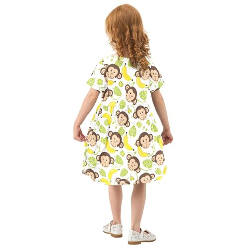 Monkey Face Banana Toddler Dress Girls Summer Short Sleeve T-Shirt Dress Casual Outfit3