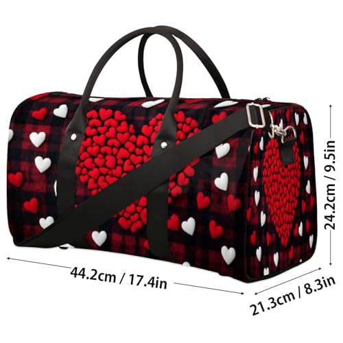 Valentine's Day Duffle Bag for Travel, Overnight Weekend Gym Carry On Luggage Bag, Heart Travel Duffel Bag for Men Women4