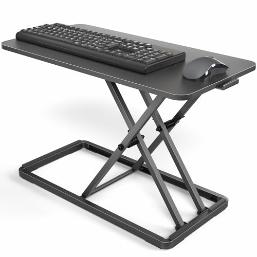 VIVO Ergonomische Schreibtisch-Erhöhung für Tastatur und Maus mit Scherenhub-System, 61 cm (24 Zoll) Breit, Höhenverstellbarer Tastatur-Aufsatz für Sitz-Steh-Arbeitsplätze, Schwarz, DESK-V024A