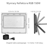 MEEKBOS 2 Pack 150W RGB LED Reflektory, Dimmable LED Flood Light Sterowanie Aplikacją Bluetooth i Pilotem 2.4G, 16 Milionów Kolorów, Synchronizacja Muzyki, Timer, IP66, 15000LM