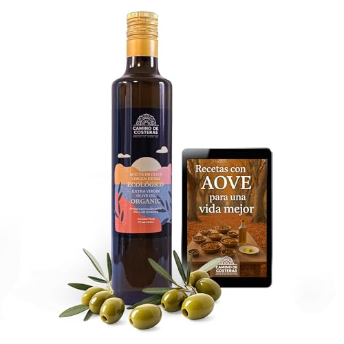 Aceite de Oliva Virgen Extra Ecológico CAMINO DE COSTERAS - Aove Virgen Extra 500 ml - Aceite Gourmet Verde Esmeralda - Variedad Picual Frutado Verde Intenso - Extracción en Frío - Sin Filtrar