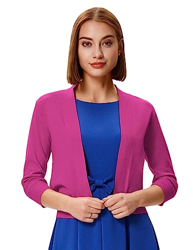 GRACE KARIN Women's 3/4 Sleeve Knit Cropped Cardigan Sweaters Open Front Bolero Shrugs Sweater Tops S-3XL - image 2