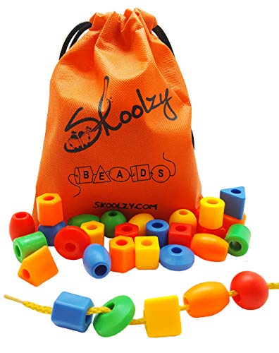 Skoolzy Preschool Lacing Beads For Toddlers. Montessori Toys For 3 Year Old Girl Occupational Therapy Fine Motor Skills Toddler Activities. Kids 4-5 Crafts Autism Gift Stocking Stuffers. 2 String, Bag #TOP7