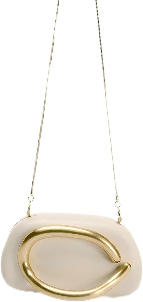 Evening Acrylic Clutch Purses for Women Evening Handbags Crossbody Purse PU Leather with Gold Oval Accent