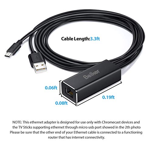 Fire Tv Ethernet Adapter, Belkertech Fire Stick Ethernet Adapter/Micro Usb To Rj45 Ethernet Adapter, Usb To Rj45 Cable For Fire Tv Stick, All-New Fire Tv, Chromecast Ultra Audio Etc #TOP5