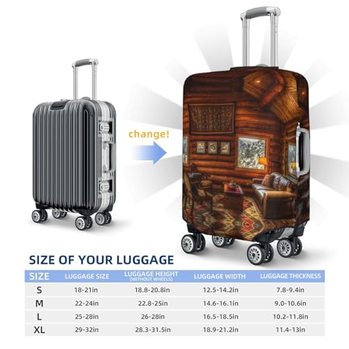 Travel Luggage Cover Protector - Log Cabin Inside Washable Suitcase Covers For 18-32 Inch Luggage2