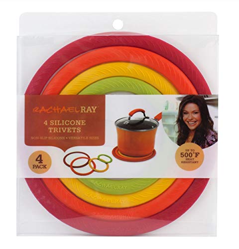 Rachel Ray 4 Silicone Trivets Multicolor Concentric Circles