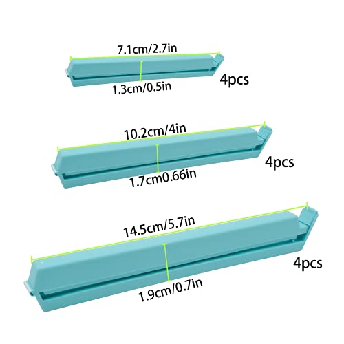 12Pcs Food Bag Sealing Clips, 3 Size Chip Clips, Multi-Colors Fresh-Keeping Clamp For Snack Bag #TOP1