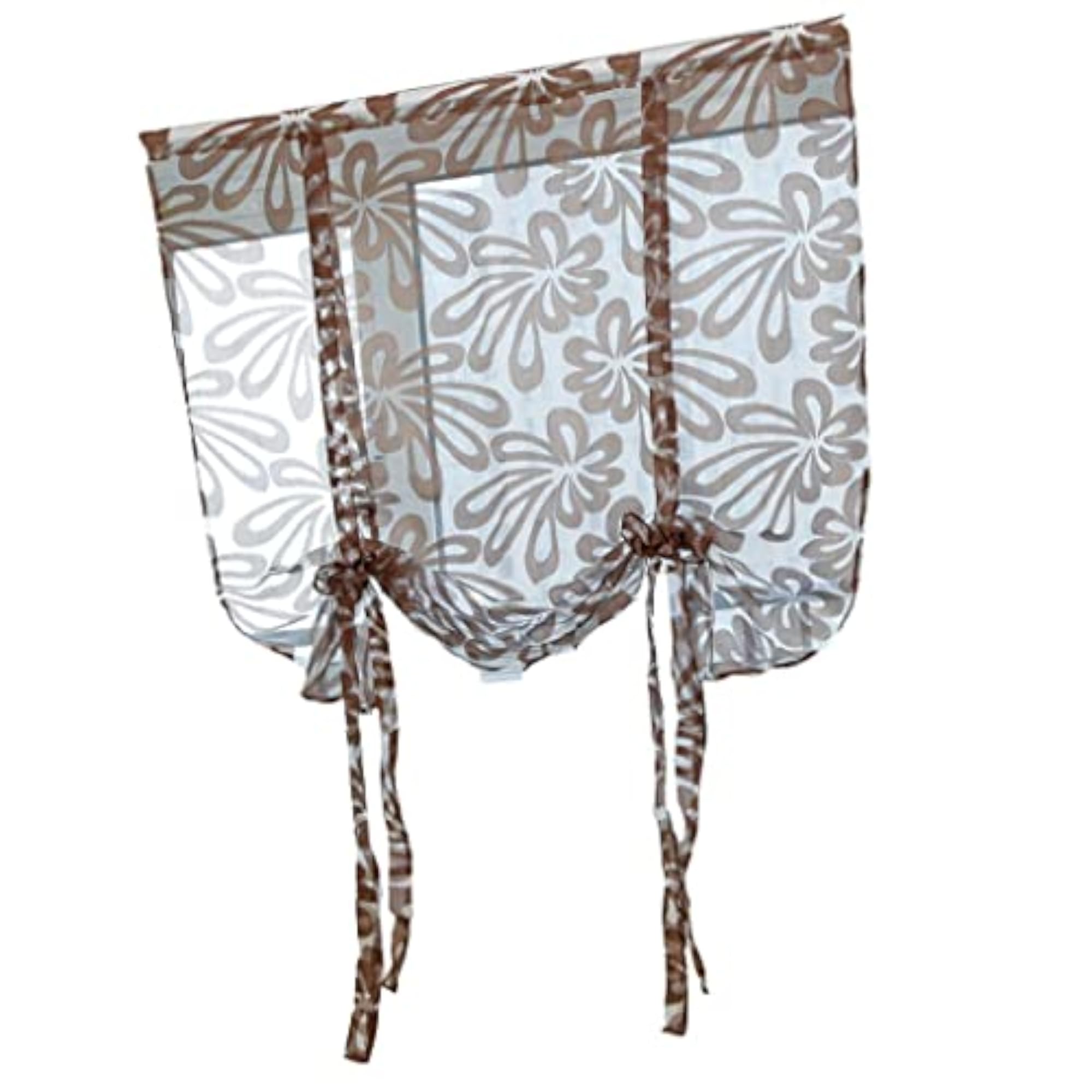 Jacquard Polyester Roman Window Curtain, Coffee