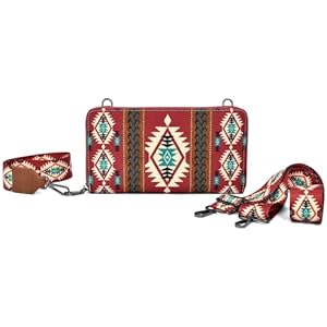 Wristlet Wallets For Women Western Wallets Canvas Boho Aztec Crossbody