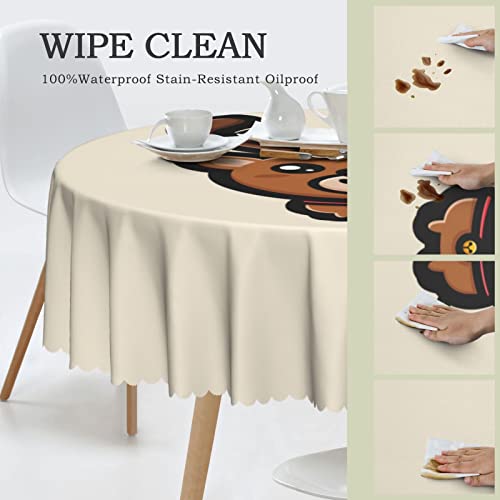Pooedso Cute Reindeer Tablecloths 60In Round Lace Waterproof Family Table Cover Tablecloth Kitchen Outdoor Party Decoration Tablecloths #TOP3