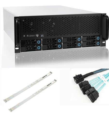 Image of RackChoice 4U Rackmount Server Chassis 8-Bay 12Gbps Hot-Swappable SATA /SAS, EATX /ATX Compatible, Alloy Steel, Black, Ideal for Data Centers & SMBs