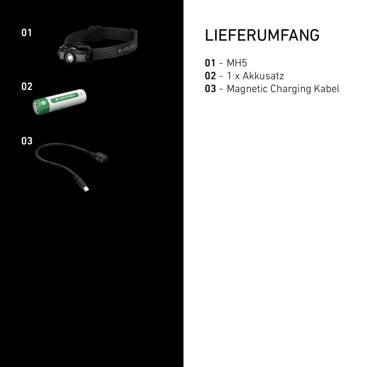 Ledlenser MH5 LED Stirn- und Handlampe in Einem, Outdoor, Akku- oder Batteriebetrieb möglich, 400 Lumen, Rotlichtfunktion, inkl. Akku