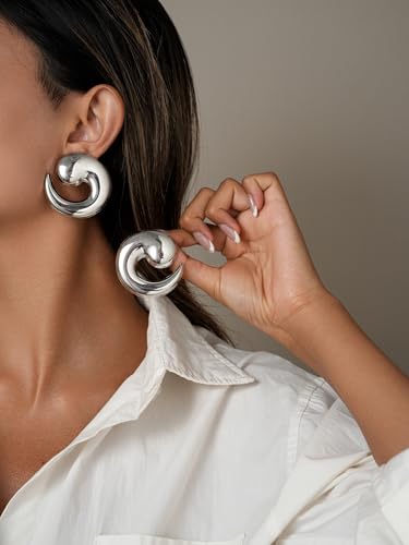 Statement Earrings for Women Chunky Gold Earrings Big Spiral Earrings Large Swirl Earrings Geometric Trendy Earrings Fashion Jewelry Gifts2