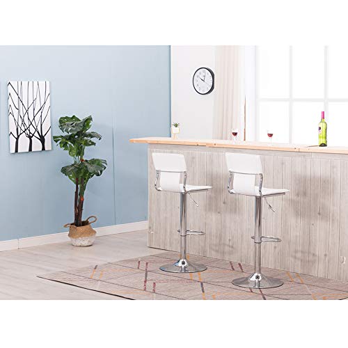 Sidanli White Adjustable Swivel Counter Bar Stool Chairs With Back (Set Of 2) #TOP3