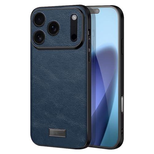 Coque iPhone 17 Pro en cuir bleu idéale pour sécuriser vos photos en voyage