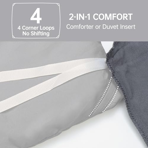 Image of MUXHOMO Queen Comforter Set, All Season Ultra Soft Down Alternative Bedding - 3 Piece Lightweight Bed Set Includes 1 Comforter (90 inchx90 inch) and 2 Pillow Shams (20 inchx26 inch), Light Grey