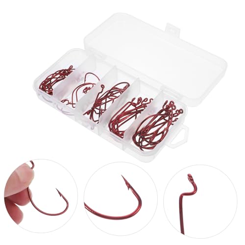 Hameçons déportés Mipcase en acier carbone robuste pour pêche technique rouge - 6
